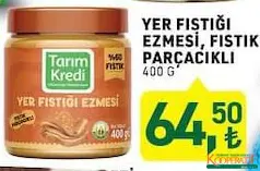 TARIM KREDİ YER FISTIĞI EZMESİ FISTIK PARÇACIKLI 400 G